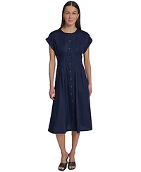 Calvin Klein Women's Button Down A-Line Midi Dress