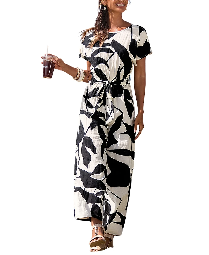 Cupshe Women's Chic Geometric Print Jumpsuit for Effortless Style