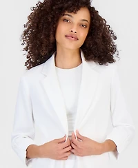 Anne Klein Essentials Petite Roll-Tab-Sleeve Open-Front Blazer