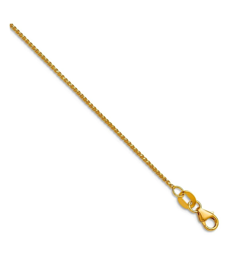 Curata Jewelry Solid 18k Gold Italian 1mm Sparkle-Cut Spiga Chain Necklace