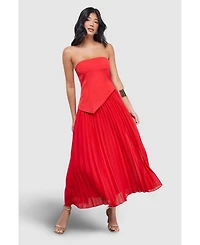 Warehouse Women's Bandeau Bodice Pleated Midi Dress