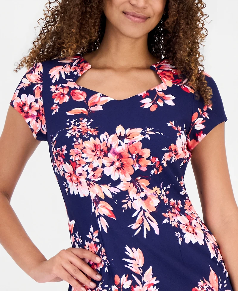 Connected Women's Cutout-Neck Short-Sleeve Sheath Dress