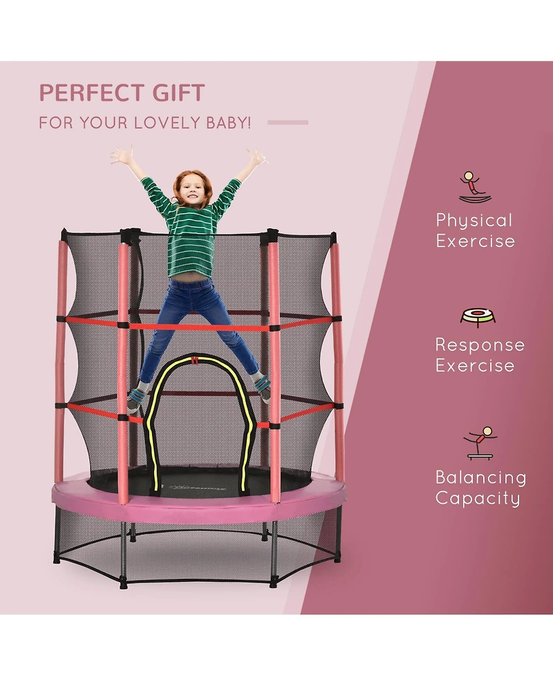 Outsunny Φ5FT Kids Trampoline with Enclosure Net for Age 3 to 6 Years