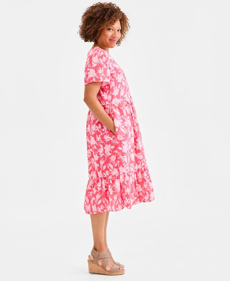 Style & Co Women's Printed Cotton Gauze Midi Dress, Macy's Exclusive