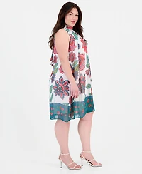 Robbie Bee Plus Printed Mock-Neck Sleeveless Dress