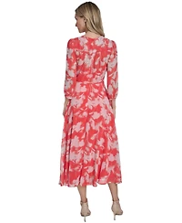 Calvin Klein Women's 3/4-Sleeve V-Neck Midi Dress