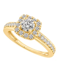 Macy's Certified Lab-Grown Diamond Halo Engagement Ring (1 ct. t.w.) in 14k Yellow Gold