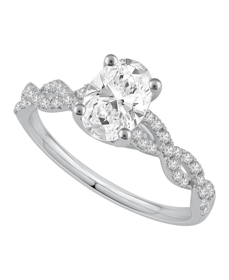 Macy's Certified Lab-Grown Diamond Solitaire Plus Engagement Ring (1-1/4 ct. t.w.) in 14k White Gold