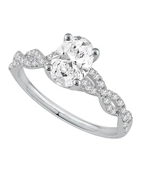 Macy's Certified Lab-Grown Diamond Solitaire Plus Engagement Ring (1-1/4 ct. t.w.) in 14k White Gold