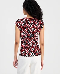 Anne Klein Women's Cap-Sleeve V-Neck Top