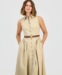 Anne Klein Women's Sleeveless Belted Shirtdress