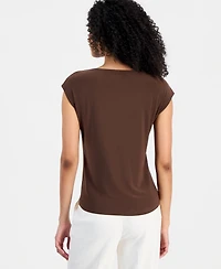 Anne Klein Women's Boat-Neck Structured-Waist Top