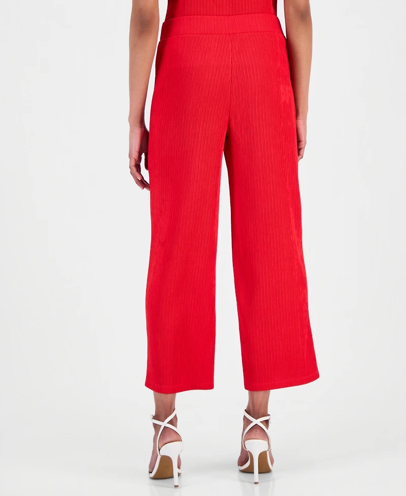 Anne Klein Women's Crinkle-Knit Pull-On Wide-Leg Pants