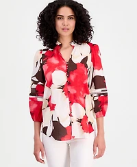 Anne Klein Petite V-Neck Button-Front Top