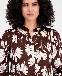 Anne Klein Women's Split-Neck 3/4-Sleeve Top