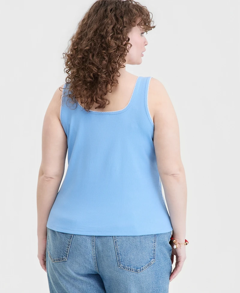 On 34th Trendy Plus Button-Down Ribbed Tank, Macy's Exclusive