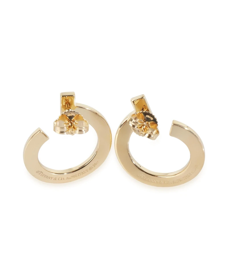 Pre-Owned Tiffany & Co Yellow Gold Diamond Tiffany T T1 Open Hoop Earrings