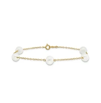Curata Jewelry Solid 10k Yellow Gold 7-8mm Freshwater Cultured Pearl 5-station Anklet 10 Inch