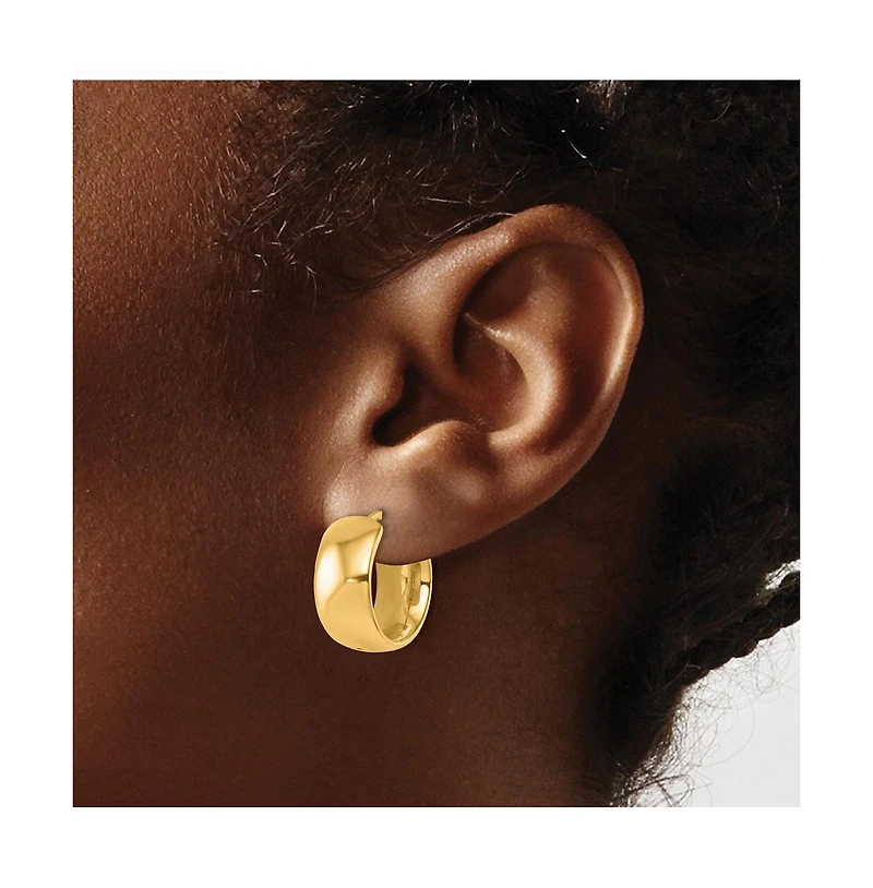 Curata Jewelry Solid 18k Gold Italian 19x9mm Wide Round Hoop Earrings