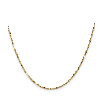 Curata Jewelry Solid 18k Yellow Gold Italian Diamond-Cut Singapore Chain Necklace