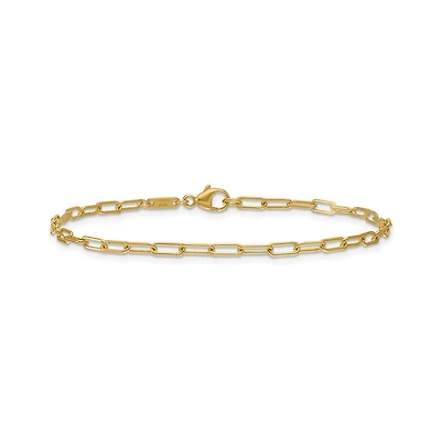 Curata Jewelry Solid 18k Italian 7.5 Inch 2.5mm Light Paperclip Bracelet Link Bracelet