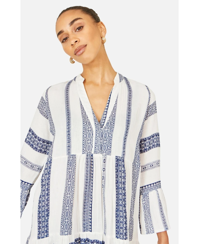 Yumi Women's Cotton Stripe Tunic Dress