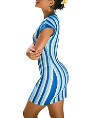 Cupshe Women's Fervor Striped Cover-Up Mini Beach Dress