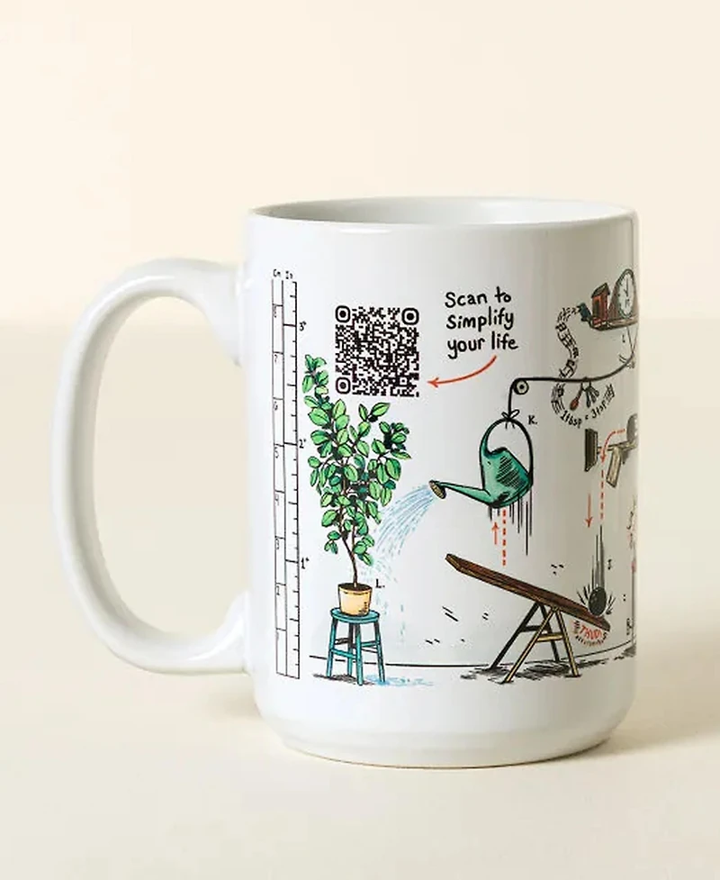 Uncommon Goods Daily Life Hack Interactive Qr Mug, 15 Oz.