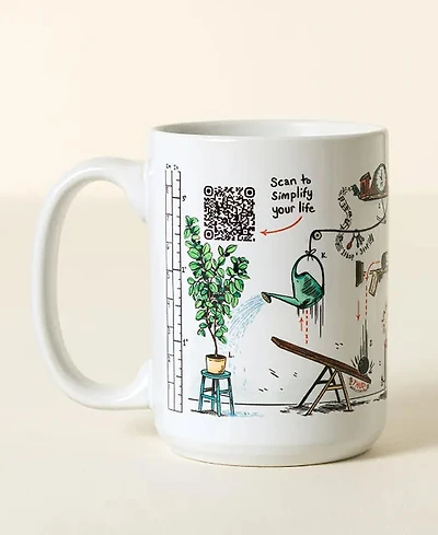 Uncommon Goods Daily Life Hack Interactive Qr Mug, 15 Oz.