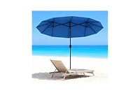 Clihome Outdoor Umbrella,Double-sided Patio Umbrella,with Push Button Tilt and Crank,3 Air Vents and 12 Ribs