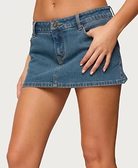 Edikted Women's Josiee Stretchy Denim Mini Skort
