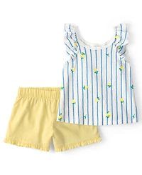 Carter's Baby Girls' Lemon Striped Top & Shorts, 2-Piece Set