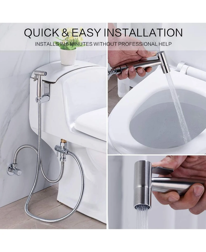 Rainsken Handheld Toilet Bidet Sprayer Set Kit, Self Cleaning Hand Stainless Steel Bidet faucet for Bathroom