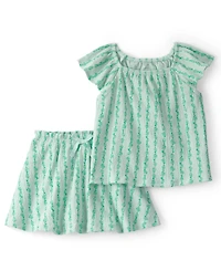 Carter's Girls' Toddler 2T-5T Vine Top & Skort, 2-Piece Set