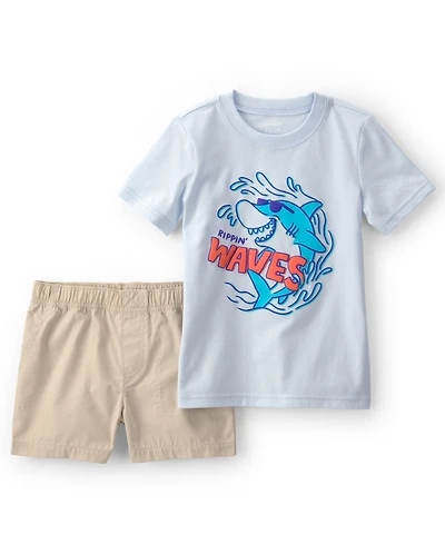 Carter's Girls' Toddler 2T-5T Shark Top & Short, 2-Piece Set