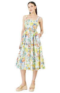 Yumi Women's Print Cotton Midi Sun Dress