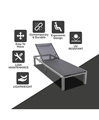Leisuremod Marlin Patio Chaise Lounge Chair With Aluminum Frame