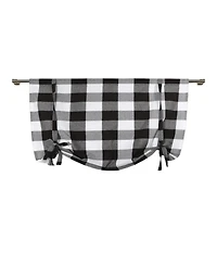 Kate Aurora Country Farmhouse Large Buffalo Plaid Tie Up Window Curtain With Ties