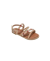 Bebe Girls Girl's Fashion Sandals – Dressy Shoes with Tiny Fruit Charms and Raffia Embossed Accents