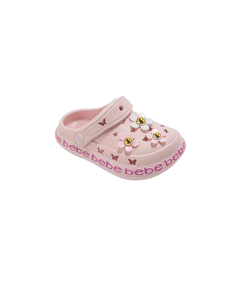 Bebe Big Girls Comfort Eva Clogs - Slip On Comfy Shoes with Flower Charms