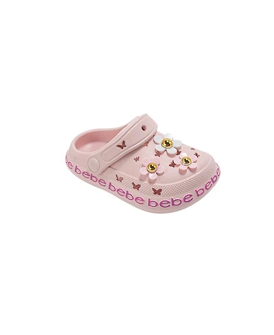 Bebe Big Girls Comfort Eva Clogs - Slip On Comfy Shoes with Flower Charms
