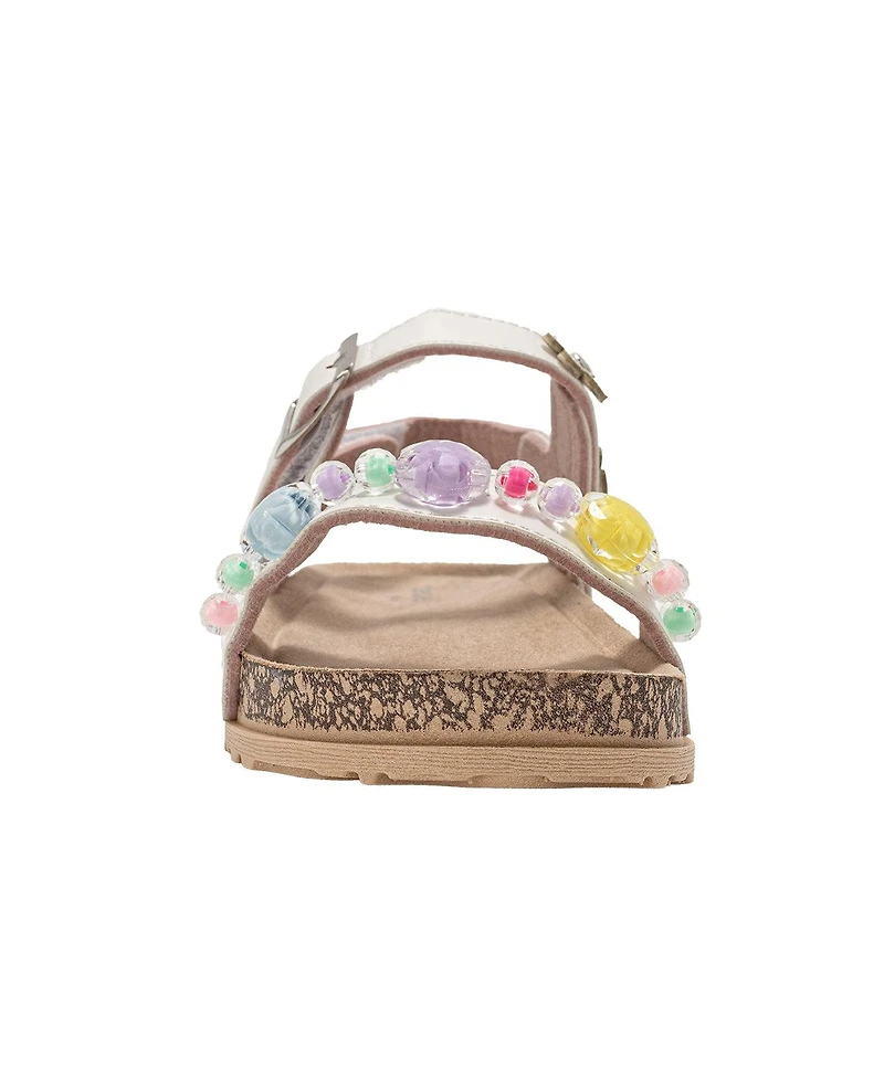 Bebe Little Girls Footbed Sandals - Comfortable Design & Beaded Ankle Strap