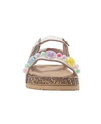 Bebe Little Girls Footbed Sandals - Comfortable Design & Beaded Ankle Strap