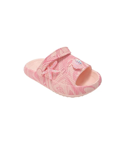 Bebe Little Girls Girl's Eva Comfy Slides - with Cute Marble Print and Charms