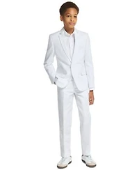 Calvin Klein Boys 8 20 Textured Linen Suit Jacket Tri Blend Zip Closure Suit Pants