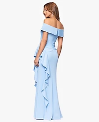 Xscape Women's Off-The-Shoulder Ruffled Side-Slit Gown