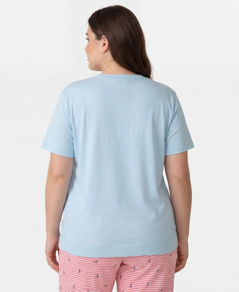 Hue Plus Short-Sleeve Candied Boxy Sleep T-Shirt