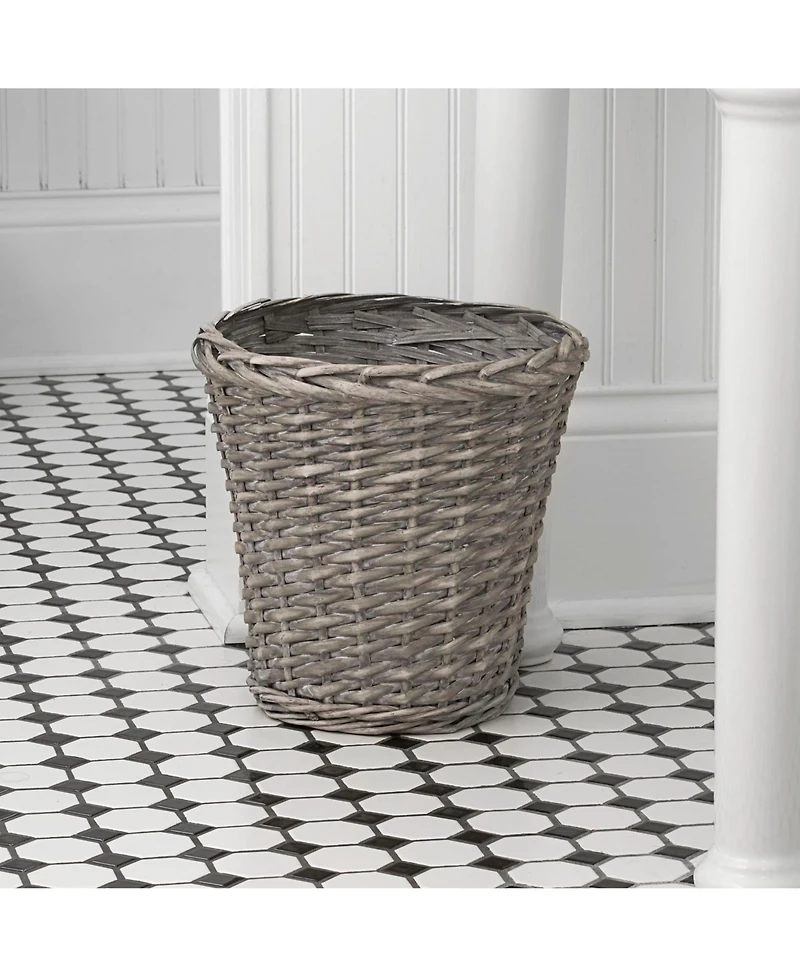 Household Essentials Wicker Waste Basket, Willow Weave Painted Includes Plastic Liner