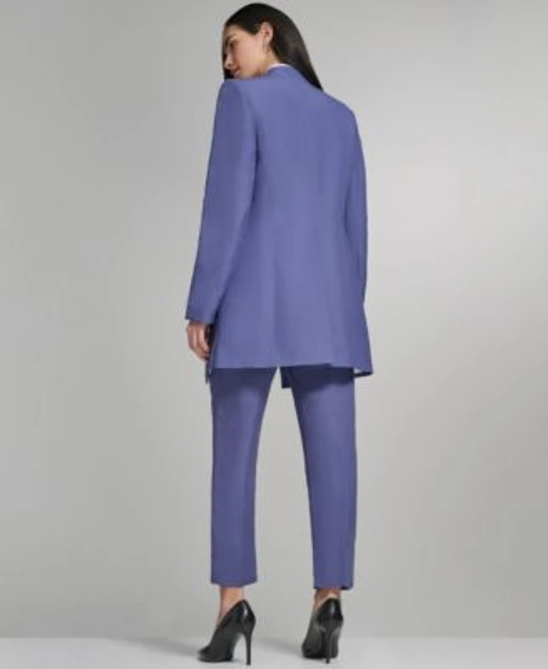 Calvin Klein Womens Open Front Topper Jacket Printed Cap Sleeve Ruffle Front Top Mid Rise Slim Leg Pants