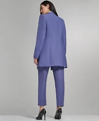 Calvin Klein Womens Open Front Topper Jacket Printed Cap Sleeve Ruffle Front Top Mid Rise Slim Leg Pants